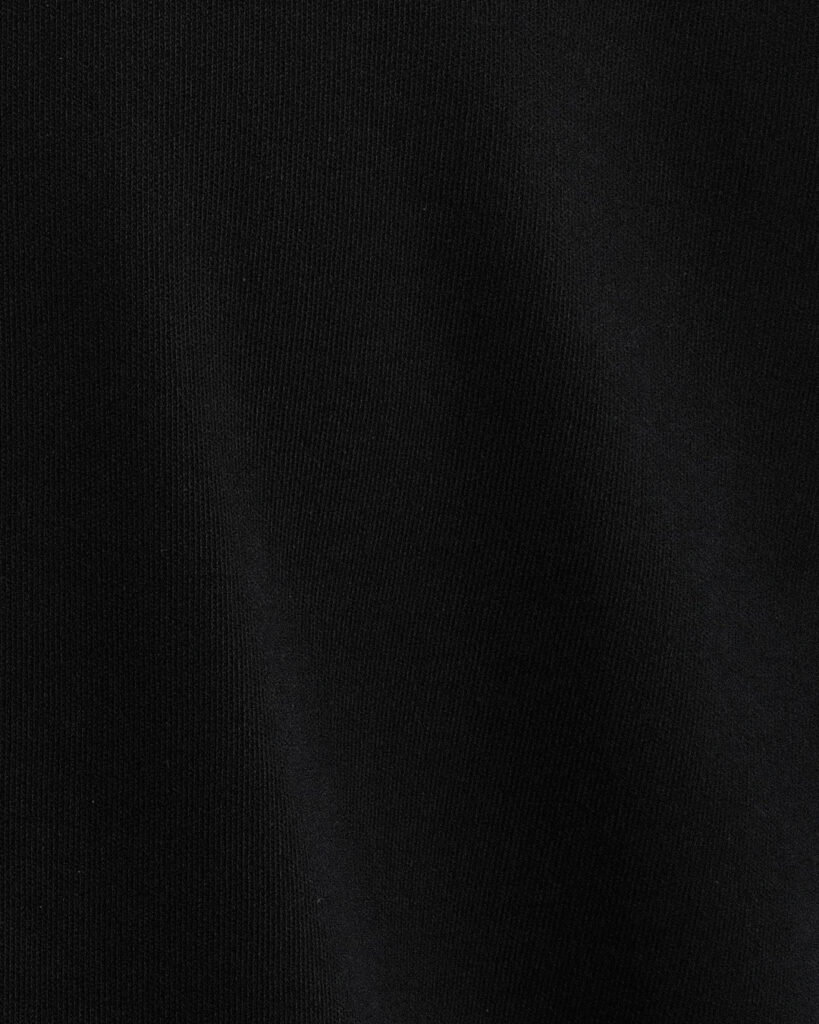 Close-up of black Finewale Interlock 250 fabric